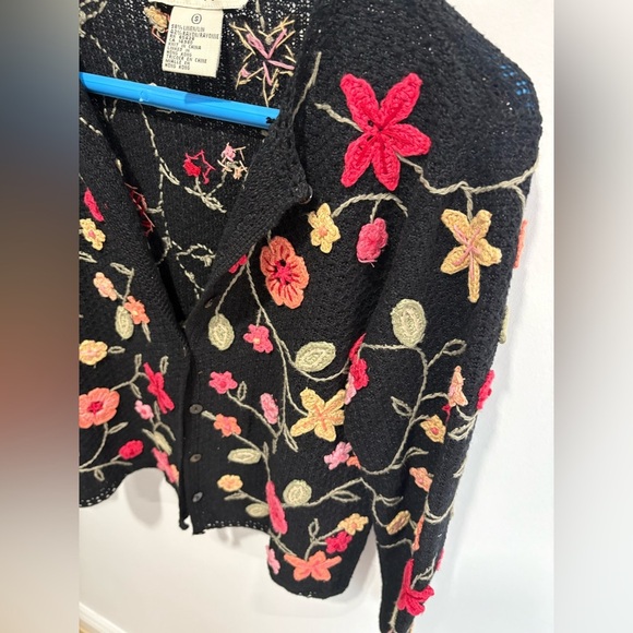 VINTAGE DAVID BROOKS EMBROIDERED FLORAL CARDIGAN - Picture 2 of 6